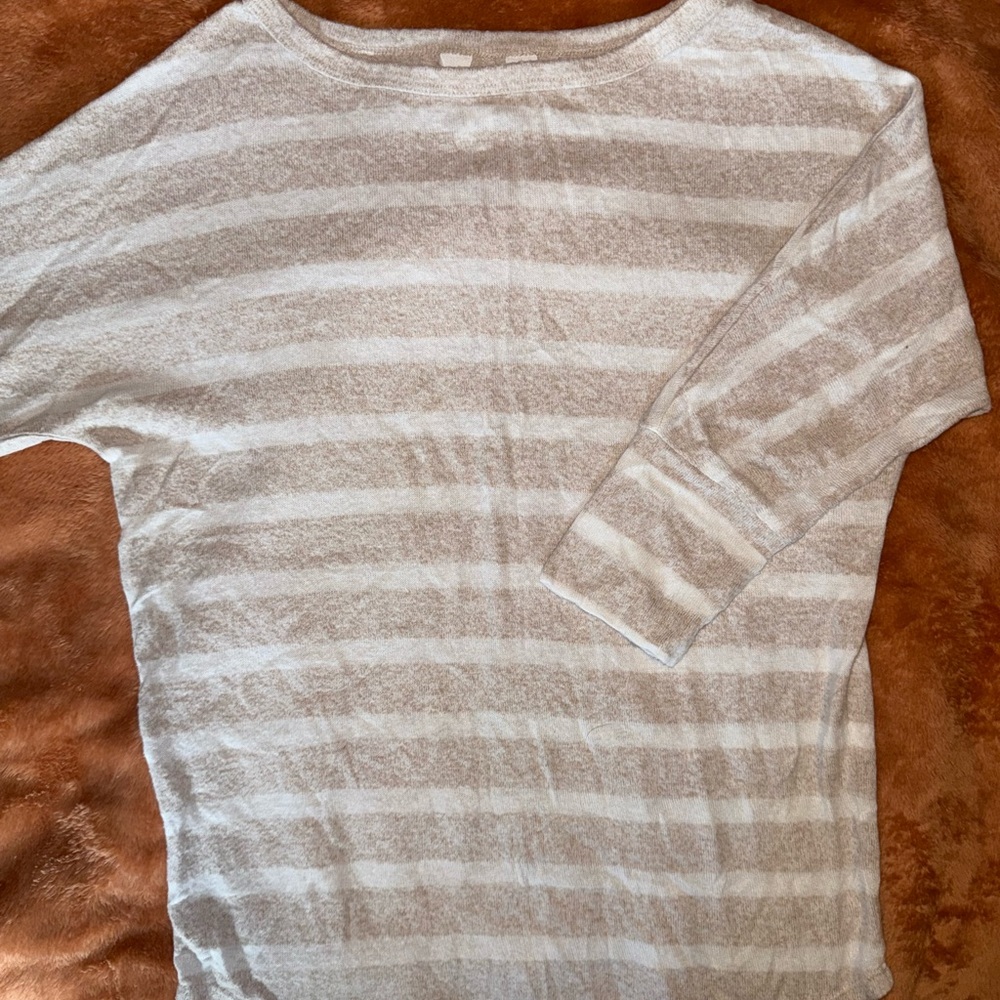 Striped Beige and White Sweater